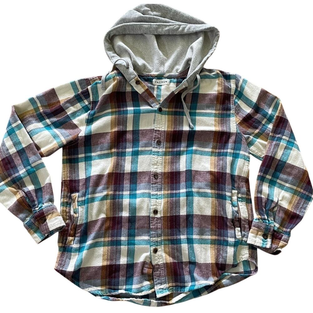 PacSun Mens Hooded Flannel 90s Style size M